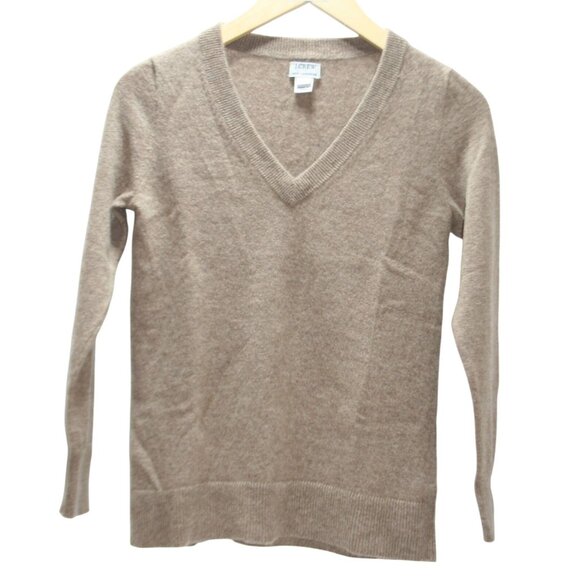 J. Crew Sweaters - J Crew 100% Cashmere Sweater Womens  XXS Tan V-Neck Luxe Capsule Wardrobe Staple